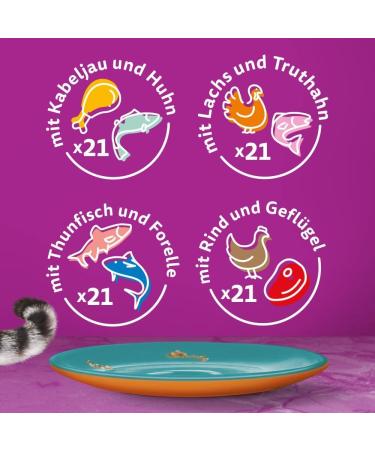 Whiskas Adult 1+ Katznassfutter Tasty Duo Surf & Turf in Jelly - 84 Portion Bags (7.14 kg) - Premium Wet Cat Food for Adult Cats - International Shipping Available - Buy Online on SooperMarket.com