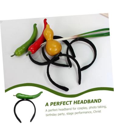 SKISUNO Chili Hair Hoop Headband Hair Accessories for Kids Chili Pepper Hat Chili Design Hair Hoop Fruit Man Elastic 1 count (Pack of 1) Green - Buy Online on SooperMarket.com