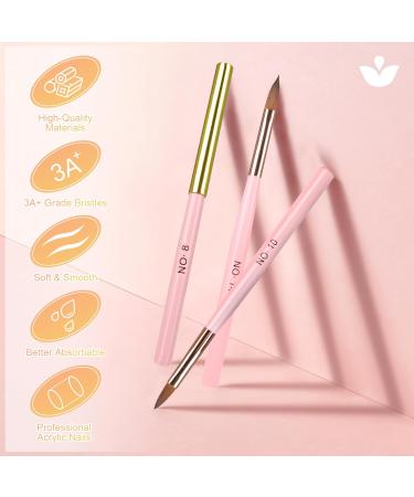LEDSUUEI Kolinsky Acrylic Nail Brush Set - Size 8/10/14 - High Quality Durable Brushes for Beginner Nail Art - Ideal for Acrylic Powder and Gel Nails - 3D Nail Art Tool - A-COLOR - Buy Online on SooperMarket.com