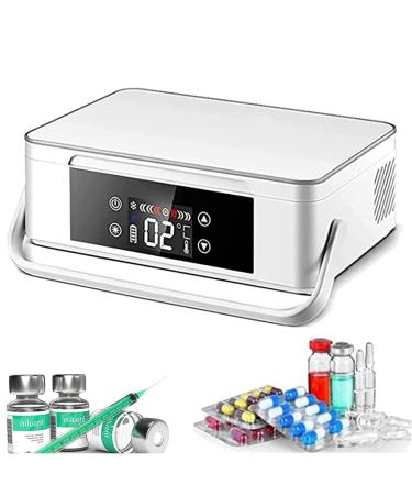 Insulin refrigerated Box Medicine Refrigerator Insulin Cooler Car Refrigerator Portable Mini Medicine Fridge for Eye Drops/Interferon/Drug Storage White-220V-Battery*1 Battery*1 White