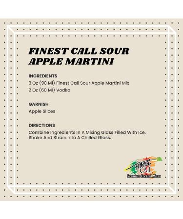 Finest Call Premium Sour Apple Martini Drink Mix  1 Liter Bottle (33.8 Fl Oz)  Individually Boxed 33.8 Fl Oz (Pack of 1) - Buy Online on SooperMarket.com