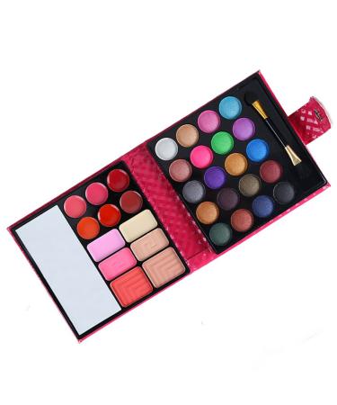 FantasyDay Pro 32-Color All-In-One Makeup Palette with Lipgloss, Blush, Face Powder, and Brush in Red Bag - Buy Online on SooperMarket.com