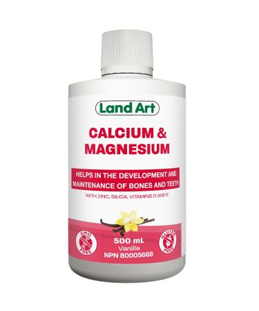 Liquid Calcium Magnesium Formula with Vitamin D Vitamin E and Zinc - Maintain Healthy and Stronger Bones - 500ml - Vanilla Spearmint Flavor - Non-GMO Gluten Free Sugar Free - Made in Canada