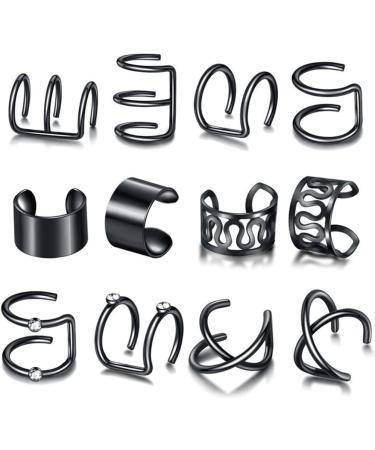 Diarypiece 12 Pcs Retro Advanced Sense Ear Bone Clip Without Pierced Metal Ear Cuff Jewelry Metal alloy - Buy Online on SooperMarket.com