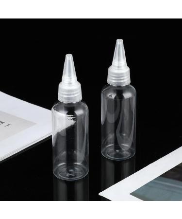 WLLHYF 2oz Applicator Bottle 6pcs Plastic Empty Squeeze Bottles Hair Color Applicator Bottle Transparent Refillable Oil Bottles for Hair Oils Liquids with Twist Top Cap and Labels - Buy Online on SooperMarket.com