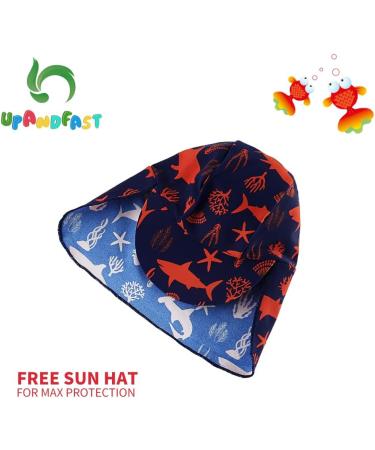 UPF 50+ Red Shark Infant Boy Swimwear One Piece with Sun Hat | 12-18 Months - Buy Online on SooperMarket.com