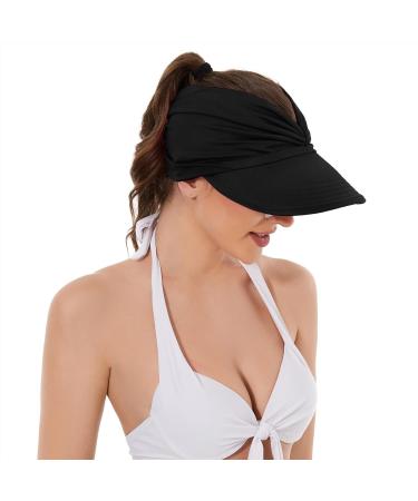 Komorebi Women's UV Protection Sun Hat with Wide Brim and Ponytail Opening - Black, One Size - Buy Online on SooperMarket.com