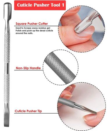 Stainless Steel Cuticle Cutter Set - Pusher, Nipper, Scissors & Scraper for Manicure & Pedicure - Buy Online on SooperMarket.com