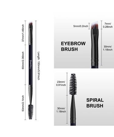 Ultra Thin Brow Brushes - Duo Angled Eyebrow & Eyeliner Brush Set (Black) - Includes Spoolie, Comb, and Mascara Brush - Buy Online on SooperMarket.com