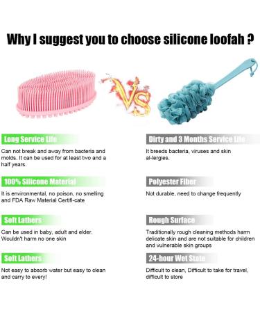 Emoly Silicone Bath Brush | Gentle Back Scrubber | Body Exfoliating Loofah | Pink - Buy Online on SooperMarket.com