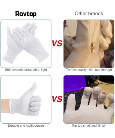 Rovtop White Gloves - 20Pcs/10Pairs for Jewelry Inspection, Moisturizing, Eczema Hand Spa | Comfortable and Large White Gloves - Buy Online on SooperMarket.com