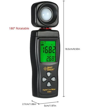 Smart Sensor AS803 Digital Lux Light Meter - High Precision 1-200000 Lux/FC Tester - Buy Online on SooperMarket.com