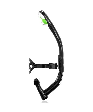 WACOOL Training Headstrap Support Dry Top Snorkel Tube Comfortable Mouthpiece One-Way Purge Valve for Pool Open Water Scuba Lap Swimming Swimmer Diving Snorkeling Black
