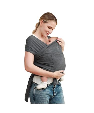 Baby Wraps Carrier | Breathable Hands-Free Sling for Newborn to Toddler | Adjustable Dark Grey Baby Carrier - Buy Online on SooperMarket.com