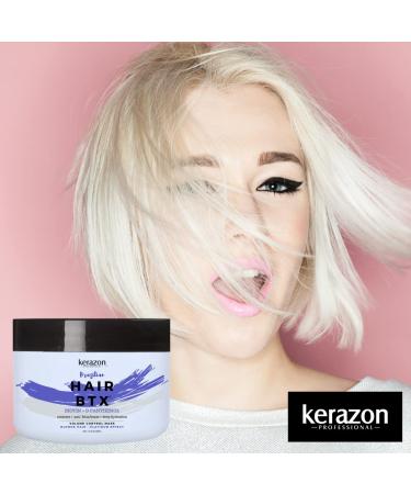 KERAZON Blonde Brazilian Hair Botox Treatment Purple Mask - Platinum & Silver Effect for Smoothing, Hydration, Anti-Brass, Volume & Frizz Control - Buy Online on SooperMarket.com