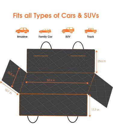 Waterproof Dog Car Seat Cover | Scratchproof Pet Hammock with Side Flaps | Washable Nonslip Backseat Protector for Cars, Trucks, SUVs - Grey - Buy Online on SooperMarket.com