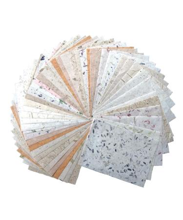 50 Sheets A4 Thin Mulberry Paper Sheets Art Tissue Washi Paper Design Craft Art Origami Suppliers Card Making (Tamarind Leaves,Onion,Banana Tree Fiber,Rice Straw etc.)