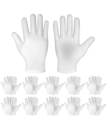 WLLHYF 10pairs(20 Pcs) White Cotton Gloves 100% Premium Cotton Moisturizing Gloves for Dry Hands & Eczema Spa Coin Jewelry Silver Inspection Lotion Gloves Overnight for Women & Men