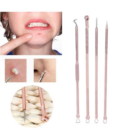 pimple extractor 4PCS/SET Blackhead Removal Tool Pimple Cleansing Tool Kit Stainless Steel Acne Pimple Extractor Acne Remover Tool With Box(Rose Gold) - Buy Online on SooperMarket.com
