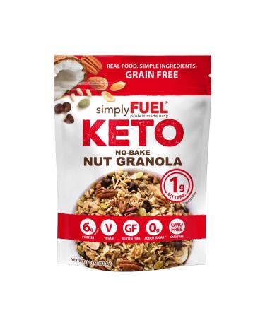 simplyFUEL KETO Granola  Low Carb Keto Cereal  1 g Net Carbs  No SUGAR  Gluten Free  Vegan  MCT Oil  Trail Mix  11 oz