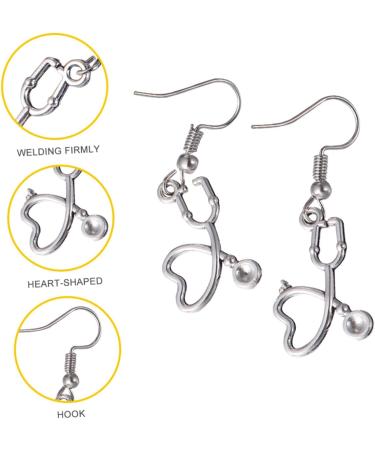 PRETYZOOM Heart Hoop Earrings for Women - Silver Ear Pendant Decor for Nurses & Medical Professionals | Delicate Alloy Jewelry - Buy Online on SooperMarket.com