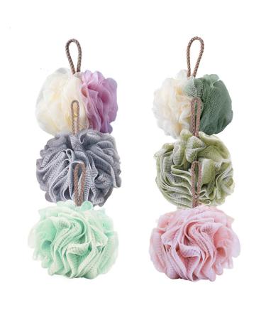 Bath Shower Sponge Loofahs Body Scrubber Mesh Pouf Ball Exfoliate Cleanse Soothe Skin 6 Pack