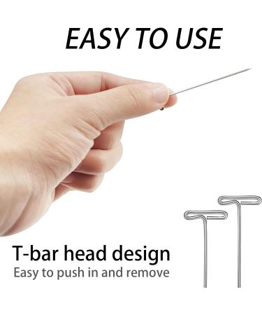 100 Pack 2 Inch Wig T-Pins with Plastic Box - Silver Steel T-Pins for Blocking Knitting, Modeling, and Crafts - Buy Online on SooperMarket.com