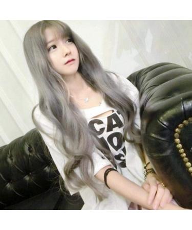 Buy Long Curly Wig for Women - Big Wave Air Bangs in Gray Light Brown & Dark Brown - Natural & Realistic Fluffy Hair - Buy Online on SooperMarket.com