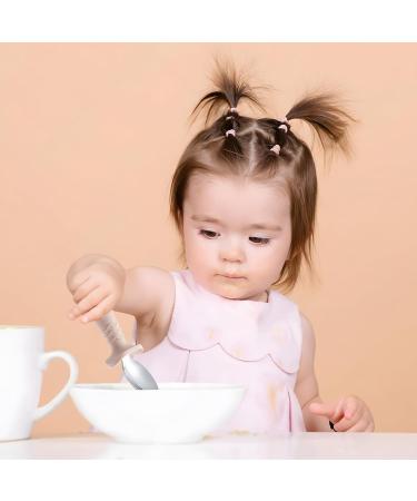 Pandaear 6-Piece Children's Cutlery Set | BPA-Free Silicone & Stainless Steel Baby Fork & Spoon | Anti-Choke Design | Ideal for 1-Year-Olds | Light Brown - Buy Online on SooperMarket.com