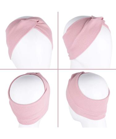 4 Piece Summer Elastic Hair Bands for Women - Sports Headbands with Bow in Black Gray and Pink - Soft Twisted Headwraps for Girls - Buy Online on SooperMarket.com