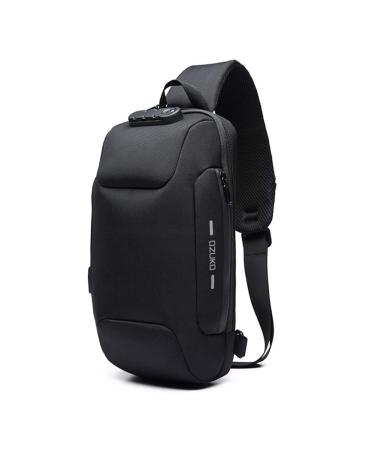 Anti Theft Sling Bag Shoulder Crossbody Backpack Waterproof Chest Bag with USB Charging Port Lightweight Casual Daypack Black