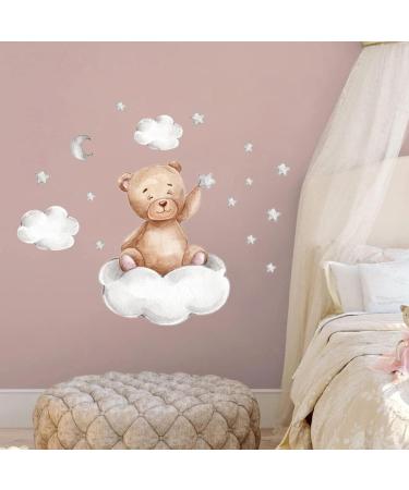 Cute Bears and Moon Wall Stickers for Kids Bedroom Decor | Nursery Window Decals - Set of Bears, Clouds, Moon and Stars - Buy Online on SooperMarket.com