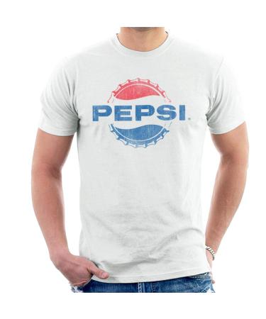 All+Every Pepsi 1960s Distressed Bottlecap Logo Men's T-Shirt L White
