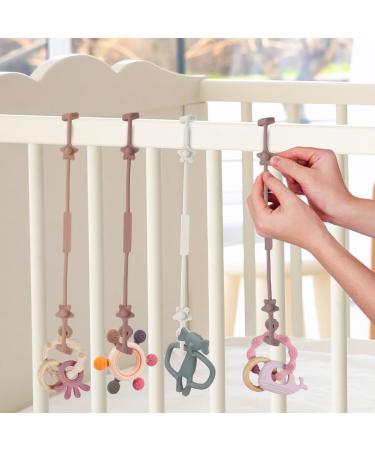 Vicloon Silicone Toy Clip 4Pcs Toy Safety Straps Food Grade Silicone Pacifier Clips Sippy Cup Strap Adjustable Stroller Pacifier Strap Hanging Toys Baby Toy Anti Drop Chain (Pink/Purple) Pink-Purple - Buy Online on SooperMarket.com