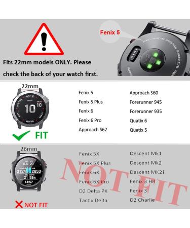 ANCOOL Silicone Watch Bands Compatible with Garmin Fenix 5/6/7 - Easy Fit Replacement for Fenix 5 Plus/6 Pro/Approach S62 Smartwatches (Black/Grey/Olive Green) - Buy Online on SooperMarket.com