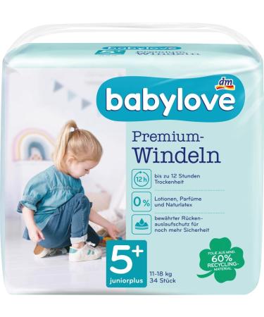 babylove diapers Premium active plus size 5+ juniorplus 13-27kg 1 x 34 pieces 34 pieces (1 pack)