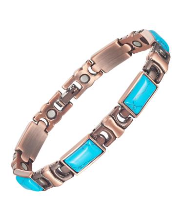 EnerCoppeX Copper Magnetic Bracelet for Women - Turquoise Jewelry with 3500 Gauss Magnet (COB-0167)