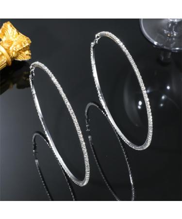 Jumwrit Shiny Big Hoop Rhinestone Dangle Earrings | Sparkle Crystal Circle Studs | Fashion Jewelry Gift for Women - Buy Online on SooperMarket.com
