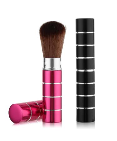 Andibro 2Pcs Retractable Kabuki Makeup Brush Portable Travel Foundation Brush Loose Powder Brush Blush Makeup Brushes Face Liquid Foundation Sunscreen Brush Extensible Contour Makeup Brush with Cover