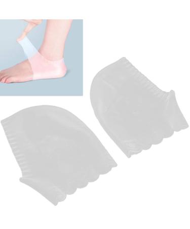 1 pair of silicone jersey socks moisturizing gel protection socks dry cracked foot cuff Efficient heel pillow inserts heel cushion Foot care for women and men. (White)