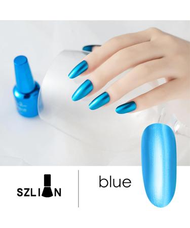 Blue Nail Polish Chrome Metal Nail Varnish Mirror Quick Dry Metallic Effect No UV Needed Nail Art Polish Chrome Nail Polish - Buy Online on SooperMarket.com