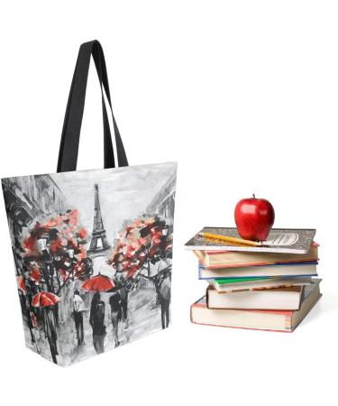 ZzWwR Trendy Paris Street Eiffel Tower Large Canvas Shoulder Tote Bag - Ideal for Gym, Beach, Travel & Shopping - Buy Online on SooperMarket.com