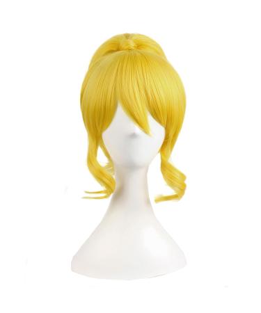 MapofBeauty 22 inch/55cm Short Hair + 1 Ponytail Cosplay Wig (Yellow)