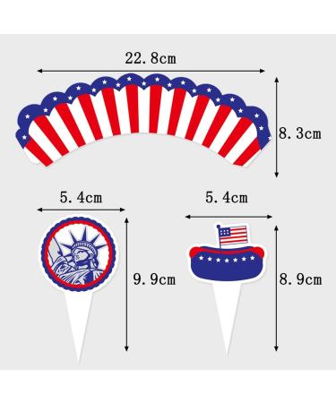 48pcs 4th Of July Cupcake Toppers Wrappers Independence Day Cupcake Toppers Firework Star USA Patriotic Cupcake Picks Patriotic Party Supplies Cake Decorations - Buy Online on SooperMarket.com
