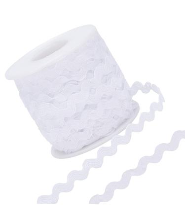 GORGECRAFT 1 Roll 27yd/25m RIC Rac Trim Ribbon Wave Sewing Bending Fringe Trim 5mm/0.2 inch for Sewing Flower Making Wedding Party Lace Ribbon Craft (White)