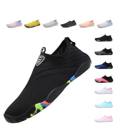 Unisex Bathing Shoes Women Swimming Shoes Men Water Shoes Quick-Drying Lightweight Breathable Aqua Shoes 38 EU Black