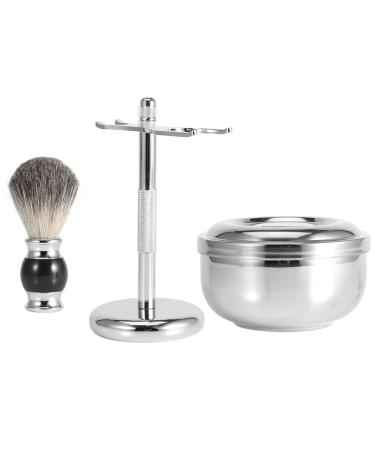 Professional Men Shaving Tool Stand Holder Faux Badger Hair Brush Alloy Soap Mug Bowl Kit