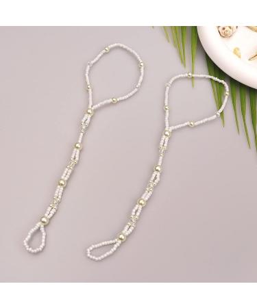 Buy Bethynas Boho Pearl Barefoot Sandals Summer Beach Ankle & Toe Ring Foot Jewelry for Women & Girls | Perfect Bridal Wedding Accessory Style 4 - Buy Online on SooperMarket.com
