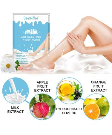 Foot Peeling Mask - 5 Pairs | Natural Exfoliator for Baby Soft Feet | Pain-Free Corn Remover for Women & Men (Milk) - Buy Online on SooperMarket.com