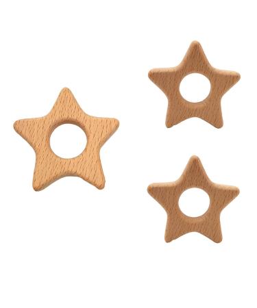 Cartoon Wood Star Teether: Natural Beech Wooden Animal Shape DIY Necklace Pendant (10pcs) - Buy Online on SooperMarket.com